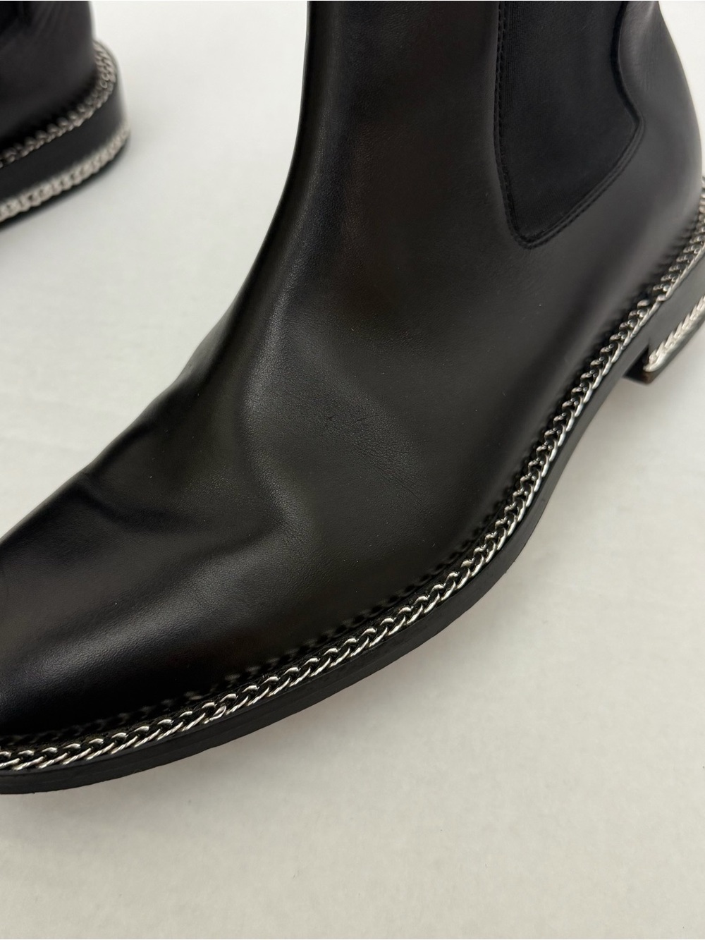 Givenchy Black Chain-Link Trim Chelsea Boots Size 38 (US Women’s 7.5-8) - Picture 8 of 16